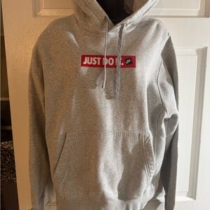 Nike Gray Hoodie with Red Accents Size Medium